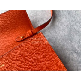 Hermes Clic Leather Gold Buckle Square Crossbody Flap Bag Orange