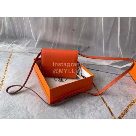 Hermes Clic Leather Silver Buckle Square Crossbody Flap Bag Orange