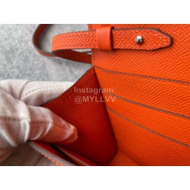 Hermes Clic Leather Silver Buckle Square Crossbody Flap Bag Orange