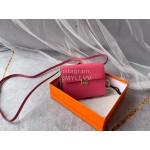 Hermes Clic Leather Gold Buckle Square Crossbody Flap Bag Pink