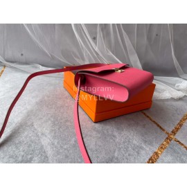 Hermes Clic Leather Gold Buckle Square Crossbody Flap Bag Pink