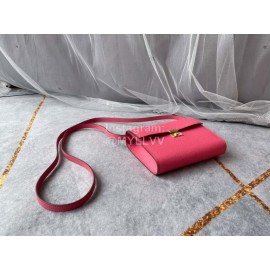Hermes Clic Leather Gold Buckle Square Crossbody Flap Bag Pink