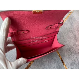 Hermes Clic Leather Gold Buckle Square Crossbody Flap Bag Pink