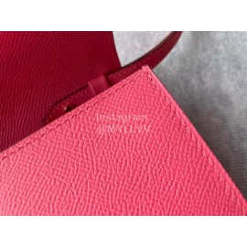 Hermes Clic Leather Gold Buckle Square Crossbody Flap Bag Pink