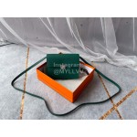 Hermes Clic Leather Silver Buckle Square Crossbody Flap Bag Green