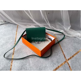 Hermes Clic Leather Silver Buckle Square Crossbody Flap Bag Green