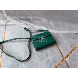 Hermes Clic Leather Silver Buckle Square Crossbody Flap Bag Green
