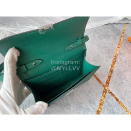 Hermes Clic Leather Silver Buckle Square Crossbody Flap Bag Green