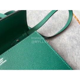 Hermes Clic Leather Silver Buckle Square Crossbody Flap Bag Green