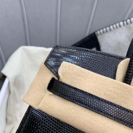 Hermes Birkin 25cm Lizard Leather Handbag Black