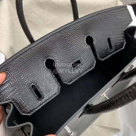 Hermes Birkin 25cm Lizard Leather Handbag Black