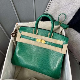 Hermes Birkin 25cm Lizard Leather Handbag Green
