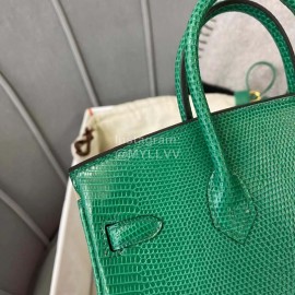 Hermes Birkin 25cm Lizard Leather Handbag Green