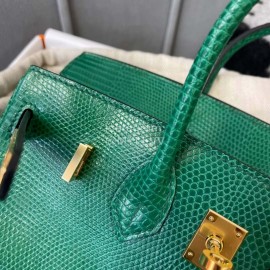 Hermes Birkin 25cm Lizard Leather Handbag Green