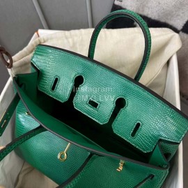 Hermes Birkin 25cm Lizard Leather Handbag Green
