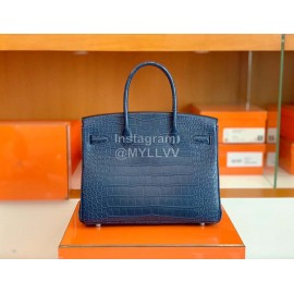 Hermes Bleu De Malte Alligator Leather Handbag