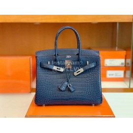 Hermes Bleu De Malte Alligator Leather Handbag