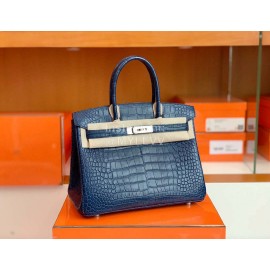 Hermes Bleu De Malte Alligator Leather Handbag