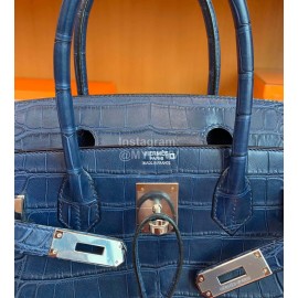Hermes Bleu De Malte Alligator Leather Handbag