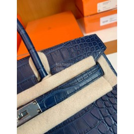 Hermes Bleu De Malte Alligator Leather Handbag