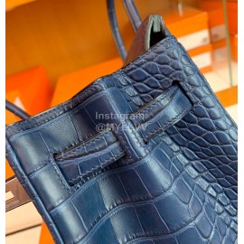 Hermes Bleu De Malte Alligator Leather Handbag