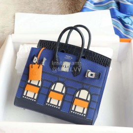 Hermes Alligator Leather Birkin Handbag Blue