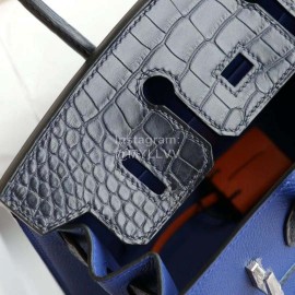 Hermes Alligator Leather Birkin Handbag Blue