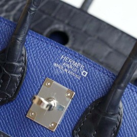 Hermes Alligator Leather Birkin Handbag Blue