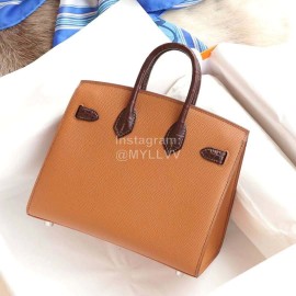 Hermes Alligator Leather Birkin Handbag Brown