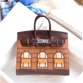 Hermes Alligator Leather Birkin Handbag Brown