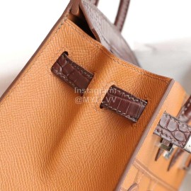 Hermes Alligator Leather Birkin Handbag Brown