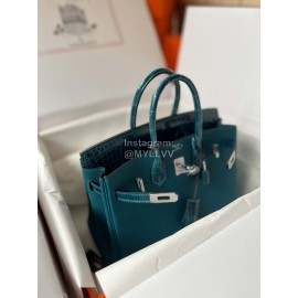 Hermes Birkin 25cm Crocodile Leather Handbag Green