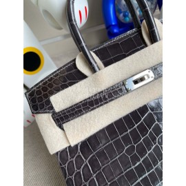 Hermes Birkin 25cm Alligator Shiny Handbag Gray