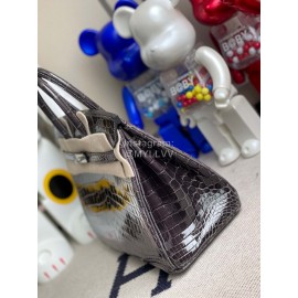 Hermes Birkin 25cm Alligator Shiny Handbag Gray