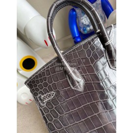 Hermes Birkin 25cm Alligator Shiny Handbag Gray