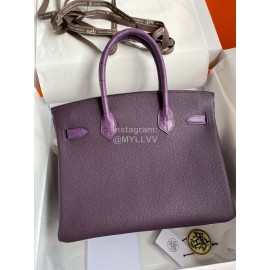 Hermes Birkin Touch 30cm Crocodile Leather Handbag Purple