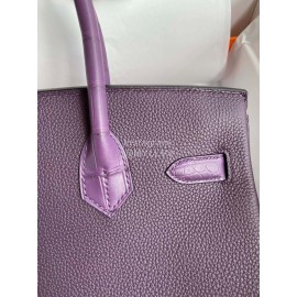 Hermes Birkin Touch 30cm Crocodile Leather Handbag Purple