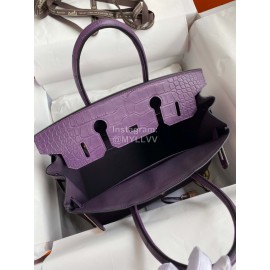 Hermes Birkin Touch 30cm Crocodile Leather Handbag Purple