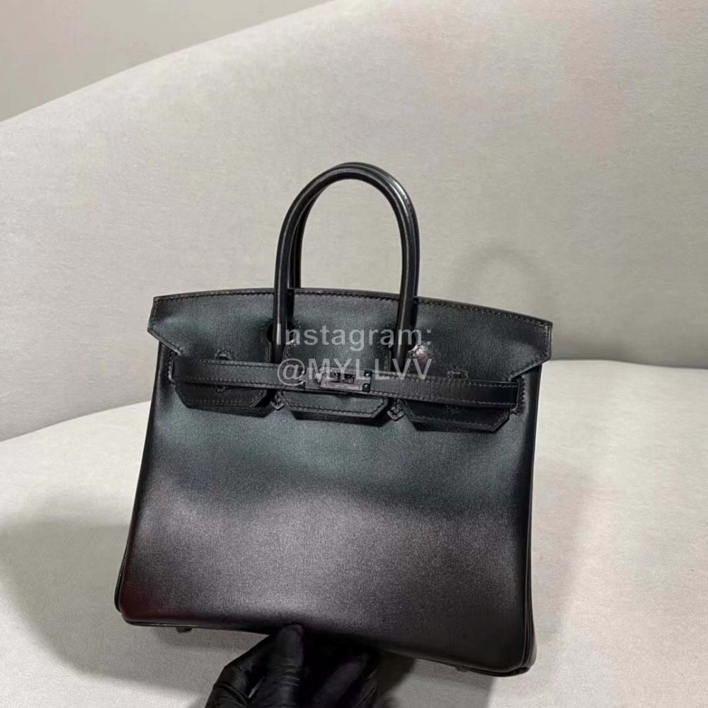 Hermes Birkin 25cm Box Calf Soblack Handbag