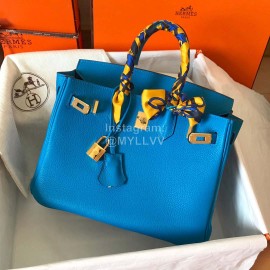 Hermes Birkin 25cm Leather Handbag Blue