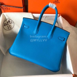Hermes Birkin 25cm Leather Handbag Blue