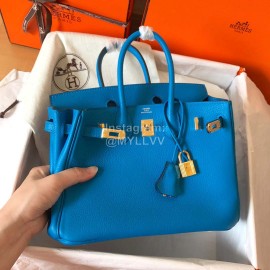 Hermes Birkin 25cm Leather Handbag Blue