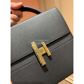 Hermes Cinhetic Epsom Leather Box Bag Black