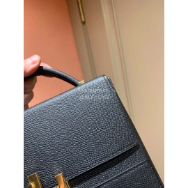 Hermes Cinhetic Epsom Leather Box Bag Black