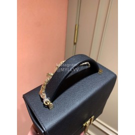 Hermes Cinhetic Epsom Leather Box Bag Black