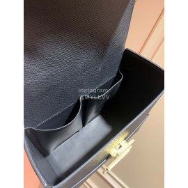 Hermes Cinhetic Epsom Leather Box Bag Black