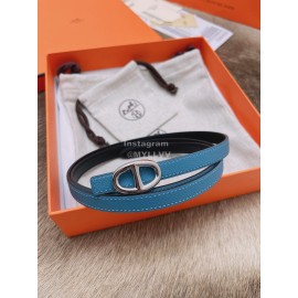 Hermes Fashion Calf Leather Silver Buckle 13mm Belt Blue