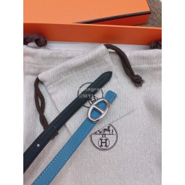 Hermes Fashion Calf Leather Silver Buckle 13mm Belt Blue