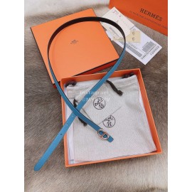Hermes Fashion Calf Leather Silver Buckle 13mm Belt Blue