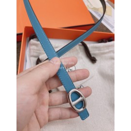 Hermes Fashion Calf Leather Silver Buckle 13mm Belt Blue
